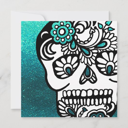 Koel halloween dag van de dode glitter Sugar Skull Kaart (Achterkant)