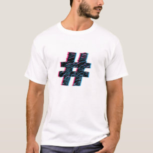 Koel Hand Getrokken 3D Effect Hashtag T-shirt