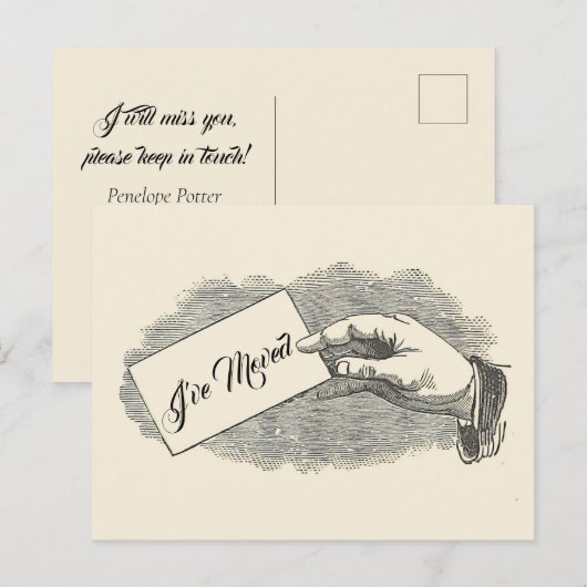 Koel handbediende Kaart Verplaatsingsaankondiging (Voorkant / Achterkant)