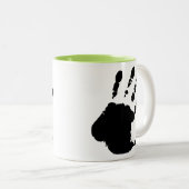 Koel handdrukken; Handdruk Tweekleurige Koffiemok (Voorkant rechts)