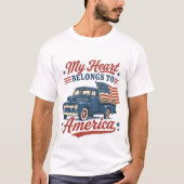 Koel hart Amerika Patriotisch T-shirt (Voorkant)