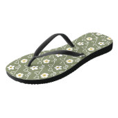 Koel hart en witte bloemen op groene achtergrond teenslippers (Schuin)