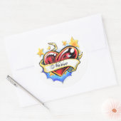 Koel Hart met Naam tattoo sticker (Envelop)