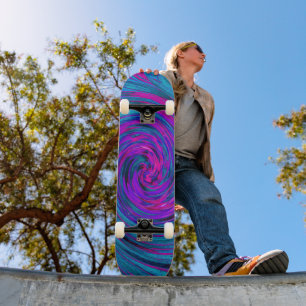 Koel heet roze, paars en blauw abstract retro persoonlijk skateboard