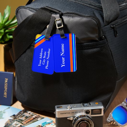 Koel helderblauw bagage moderne bagage label (Voorkant /achterkant)