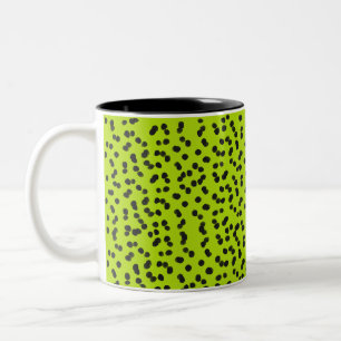 Koel heldergroene Dalmatische zwarte stippen gesch Tweekleurige Koffiemok