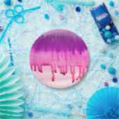 Koel Helderroze Paarse Waterverven Ombre Papieren Bordje (Feest)