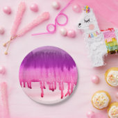 Koel Helderroze Paarse Waterverven Ombre Papieren Bordje (Feest)