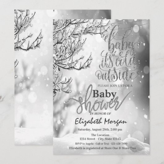 Koel Het is koud buiten het Baby shower van de Win Kaart (Voorkant / Achterkant)