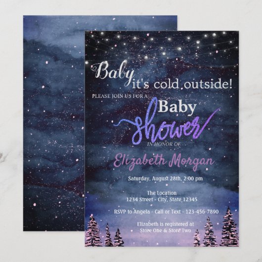 Koel Het is koud buiten, winterbos Baby shower Kaart (Voorkant / Achterkant)