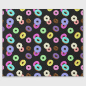 Koel het kleurrijke donuterpatroon zwart cadeaupapier (Vlak)