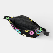 Koel het kleurrijke donuterpatroon zwart heuptasje (Open)