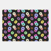 Koel het kleurrijke donuterpatroon zwart inpakpapier vel (Voorkant 3)