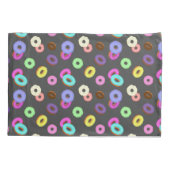 Koel het kleurrijke donuterpatroon zwart kussensloop (Achterkant)