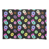 Koel het kleurrijke donuterpatroon zwart kussensloop (Voorkant)