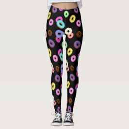 Koel het kleurrijke donuterpatroon zwart leggings