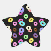 Koel het kleurrijke donuterpatroon zwart ster sticker (Voorkant)