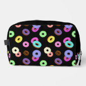 Koel het kleurrijke donuterpatroon zwart toilettasje (Voorkant)