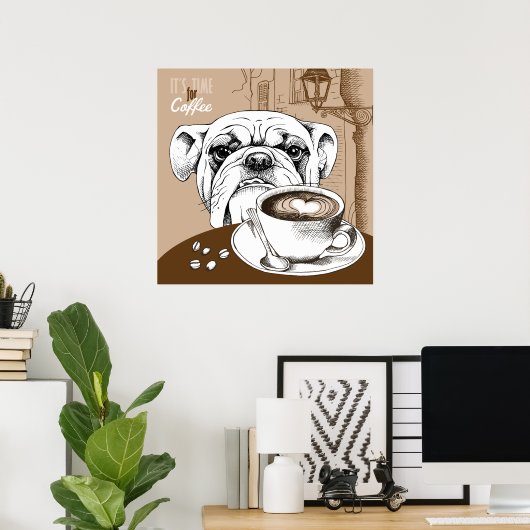 Koel het Tijd voor het Ontwerp van de Koffieprijso Poster (Thuiskantoor)