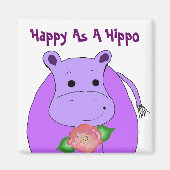 Koel Hippo met bloemen Magneet (Voorkant)