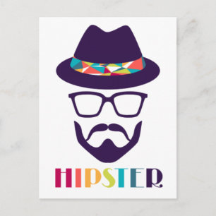 Koel Hipster kleurige petten glazen Briefkaart