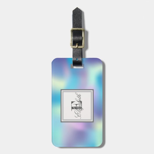 Koel holografisch, monogram-gepersonaliseerd bagagelabel (Voorkant verticaal)