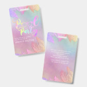 Koel holografisch tropisch bladeren script poolpar badge (Voor- en achterkant)