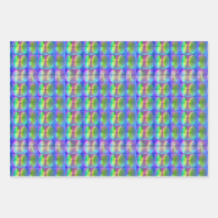 Koel Holografisch Vaporwave Vingerafdrukpatroon Inpakpapier Vel