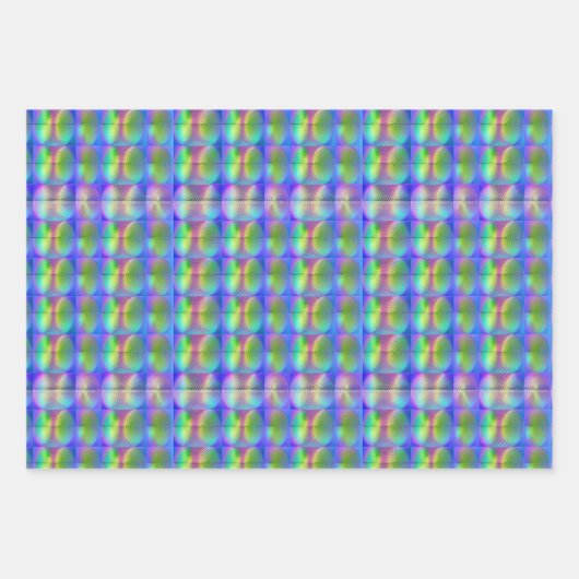 Koel Holografisch Vaporwave Vingerafdrukpatroon Inpakpapier Vel (Voorkant)