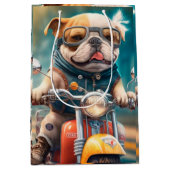 Koel hond die een cadeaastas voor motorfietsen bes medium cadeauzakje (Voorkant)