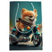 Koel hond die een cadeaastas voor motorfietsen bes medium cadeauzakje (Voorkant)