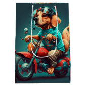 Koel hond die een cadeaastas voor motorfietsen bes medium cadeauzakje (Achterkant)