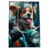 Koel hond die een cadeaastas voor motorfietsen bes medium cadeauzakje (Achterkant)