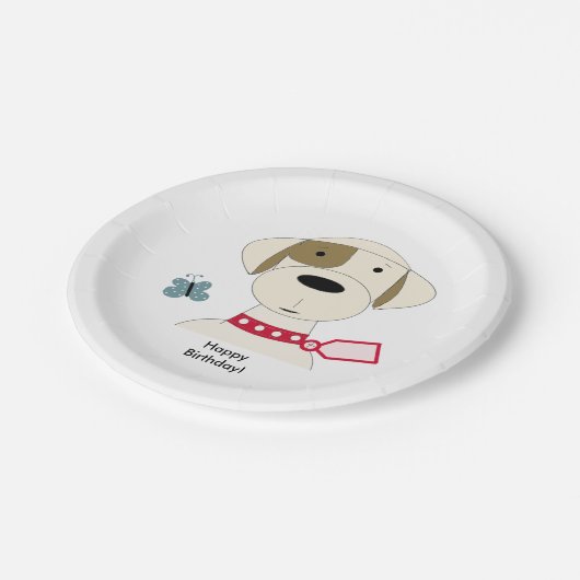 Koel hond met een rode kraag papieren bordje (Gekanteld)