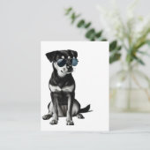 Koel hond met zonnebril briefkaart (Staand voorkant)