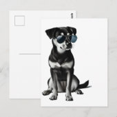 Koel hond met zonnebril briefkaart (Voorkant / Achterkant)