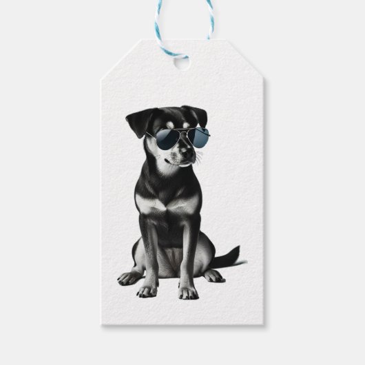 Koel hond met zonnebril cadeaulabel (Voorkant)
