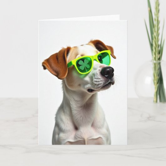 Koel Hond Shamrock Card Kaart (Voorkant)