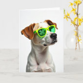 Koel Hond Shamrock Card Kaart (Gele Bloem)