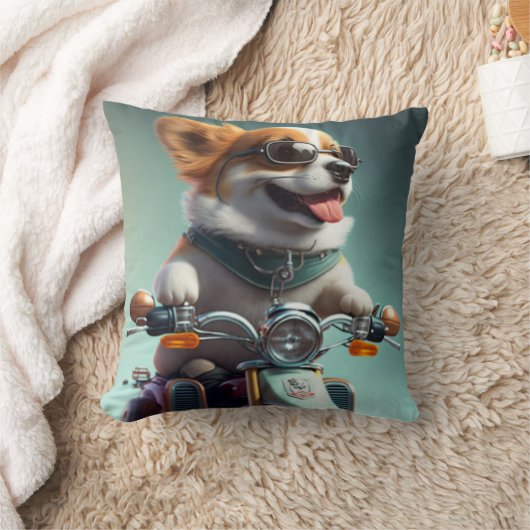 Koel hondenbiker drijft een grappige, schattige ku kussen (Deken)