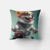 Koel hondenbiker drijft een grappige, schattige ku kussen (Achterkant)