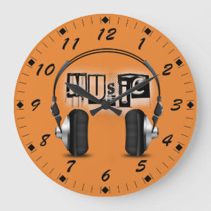 Koel hoofdtelefoon met het woord Muziek Grote Klok