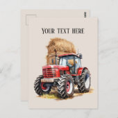 Koel hooi en tractor tekst toevoegen Boeren Briefkaart (Voorkant / Achterkant)