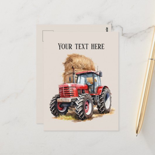 Koel hooi en tractor tekst toevoegen Boeren Briefkaart (Voorkant / Achterkant in situ)