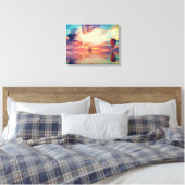 Koel Hot Air Ballon Sunrise Blauwgroen Peach Gold Canvas Afdruk (Insitu (Slaapkamer))