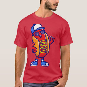 Koel hotdog met zonnebril en Pet Cartoon T-shirt