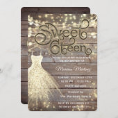 Koel hout elegante String lichten gouden schitteri Kaart (Voorkant / Achterkant)