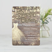 Koel hout elegante String lichten gouden schitteri Kaart (Staand voorkant)