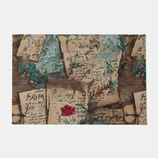 Koel hout en oud papier Rustieke kunst stijl Deurmat (Voorkant)