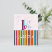 Koel "I LOVE" retrokleurrijke heldere strepen Briefkaart (Staand voorkant)